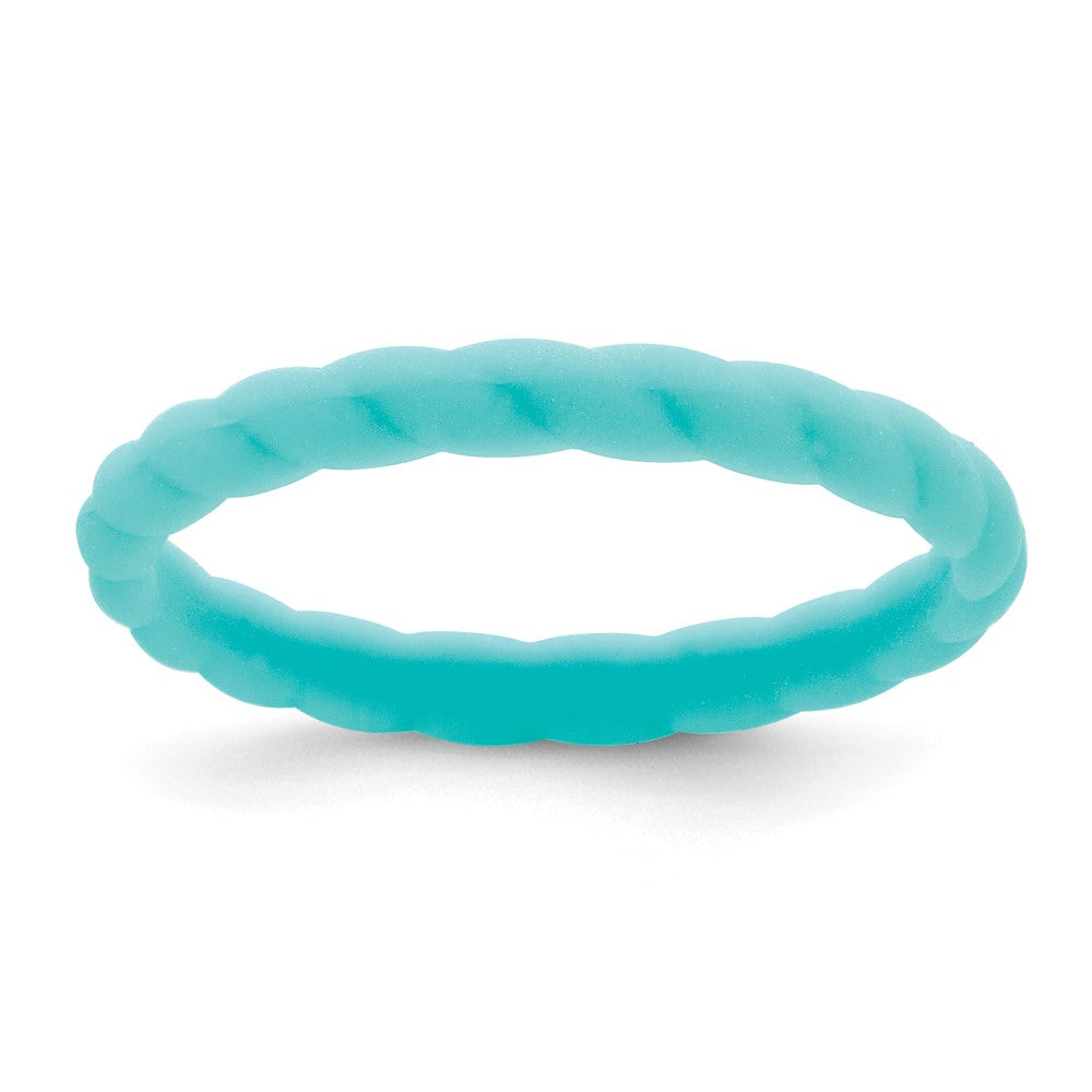 Silicone Aqua Blue 3mm Braided Band