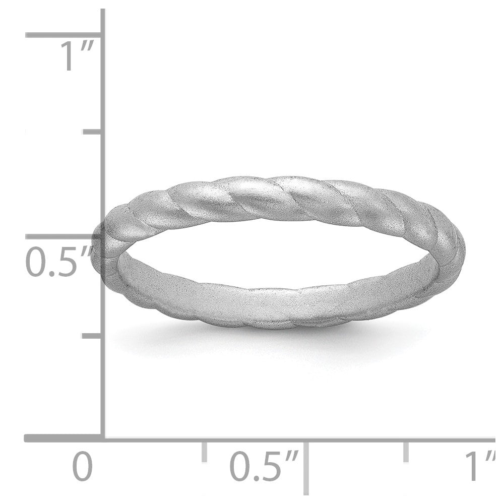 Silicone Metallic Silver 3mm Braided Band