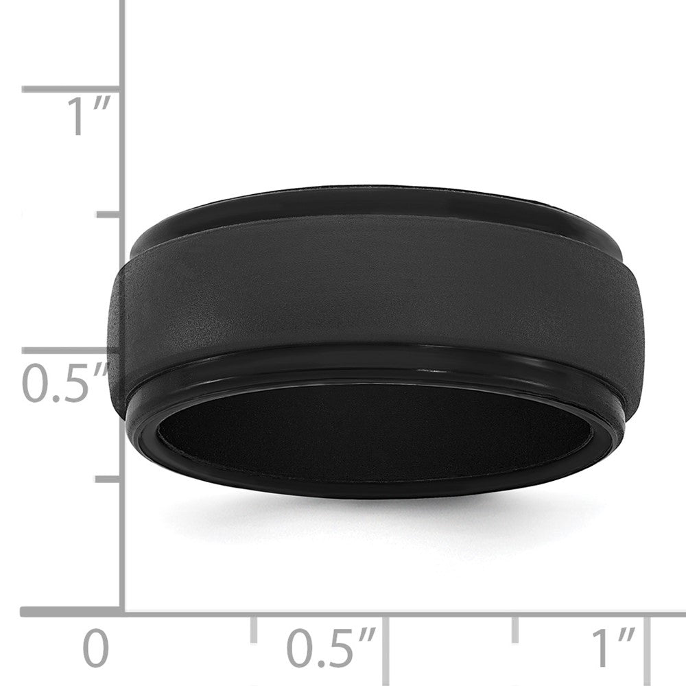 Silicone Black 9mm Ridged Edge Band