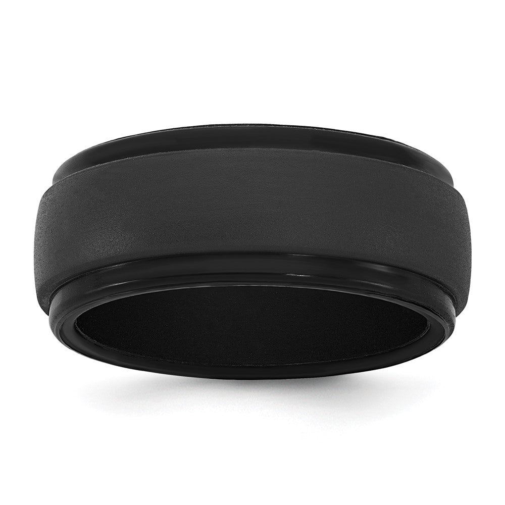 Silicone Black 9mm Ridged Edge Band
