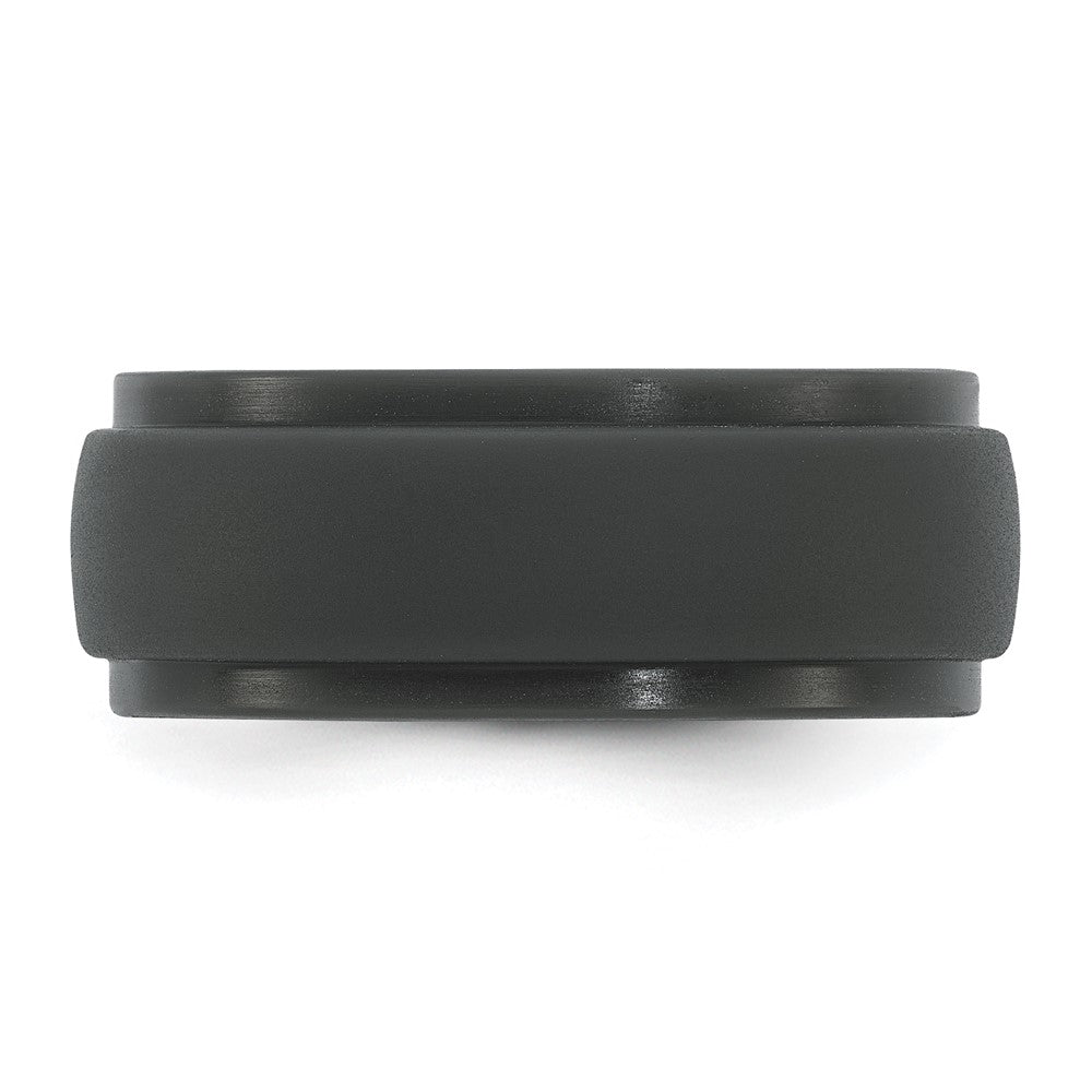 Silicone Dark Grey 9mm Ridged Edge Band
