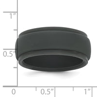Silicone Dark Grey 9mm Ridged Edge Band
