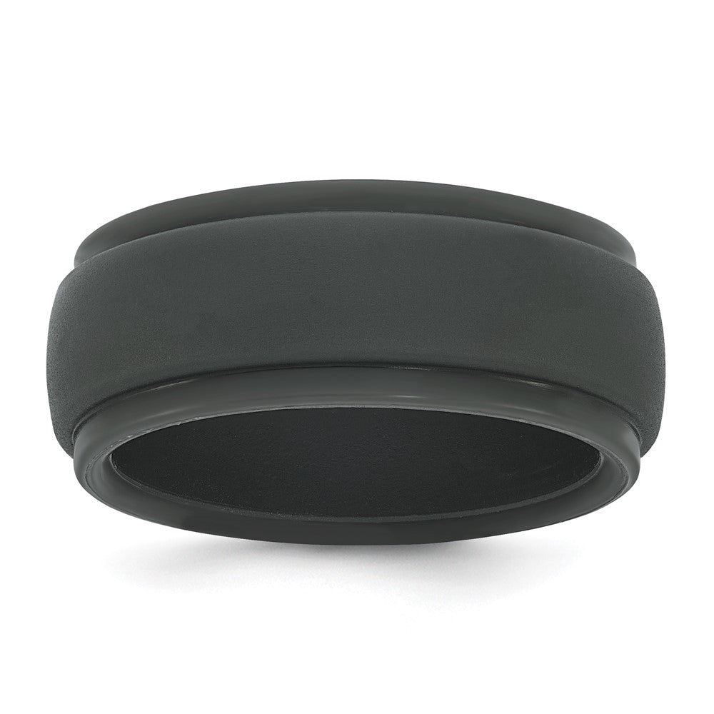 Silicone Dark Grey 9mm Ridged Edge Band