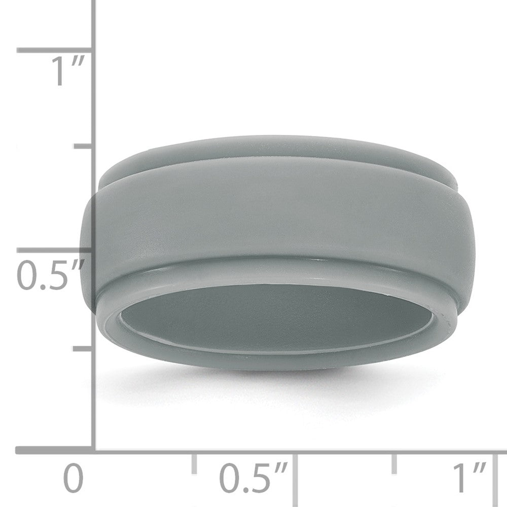 Silicone Light Grey 9mm Ridged Edge Band
