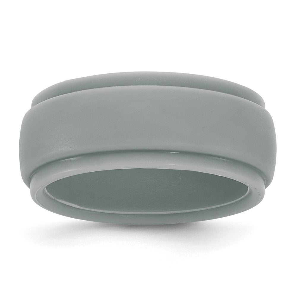 Silicone Light Grey 9mm Ridged Edge Band