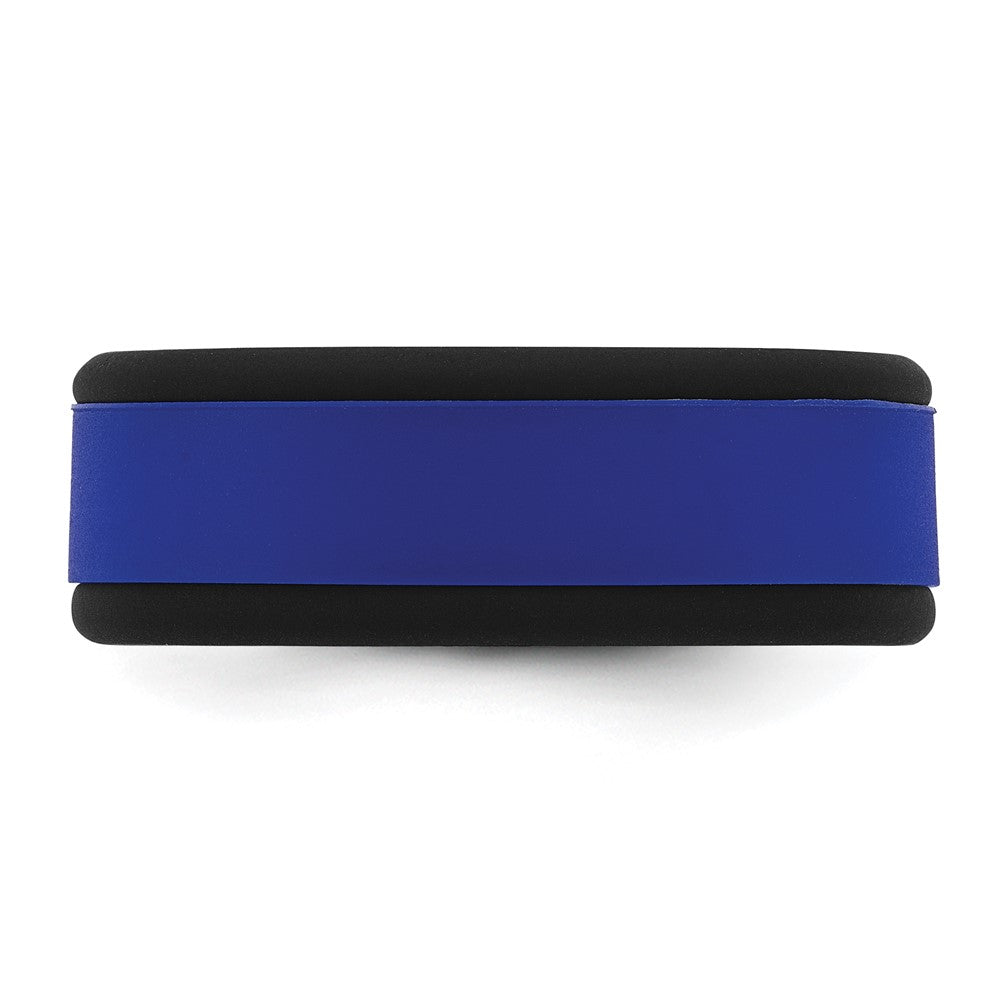 Silicone Black with Removable Blue Center 8mm Band