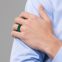 Silicone Black with Removable Green Center 8mm Band
