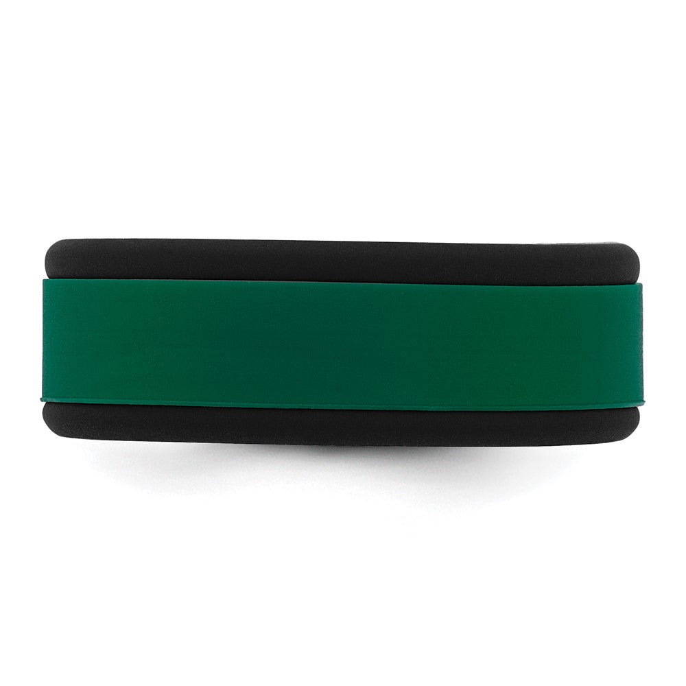 Silicone Black with Removable Green Center 8mm Band