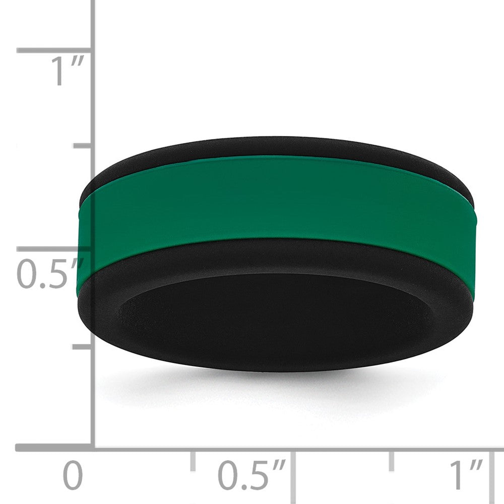 Silicone Black with Removable Green Center 8mm Band