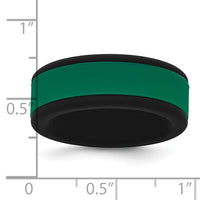 Silicone Black with Removable Green Center 8mm Band