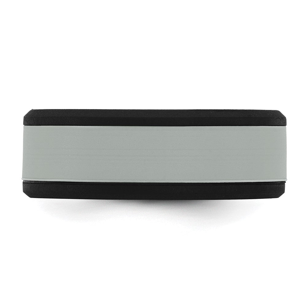 Silicone Black with Removable Grey Center 8mm Band