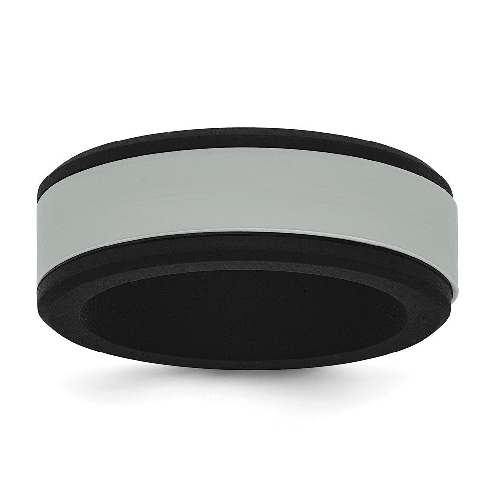Silicone Black with Removable Grey Center 8mm Band