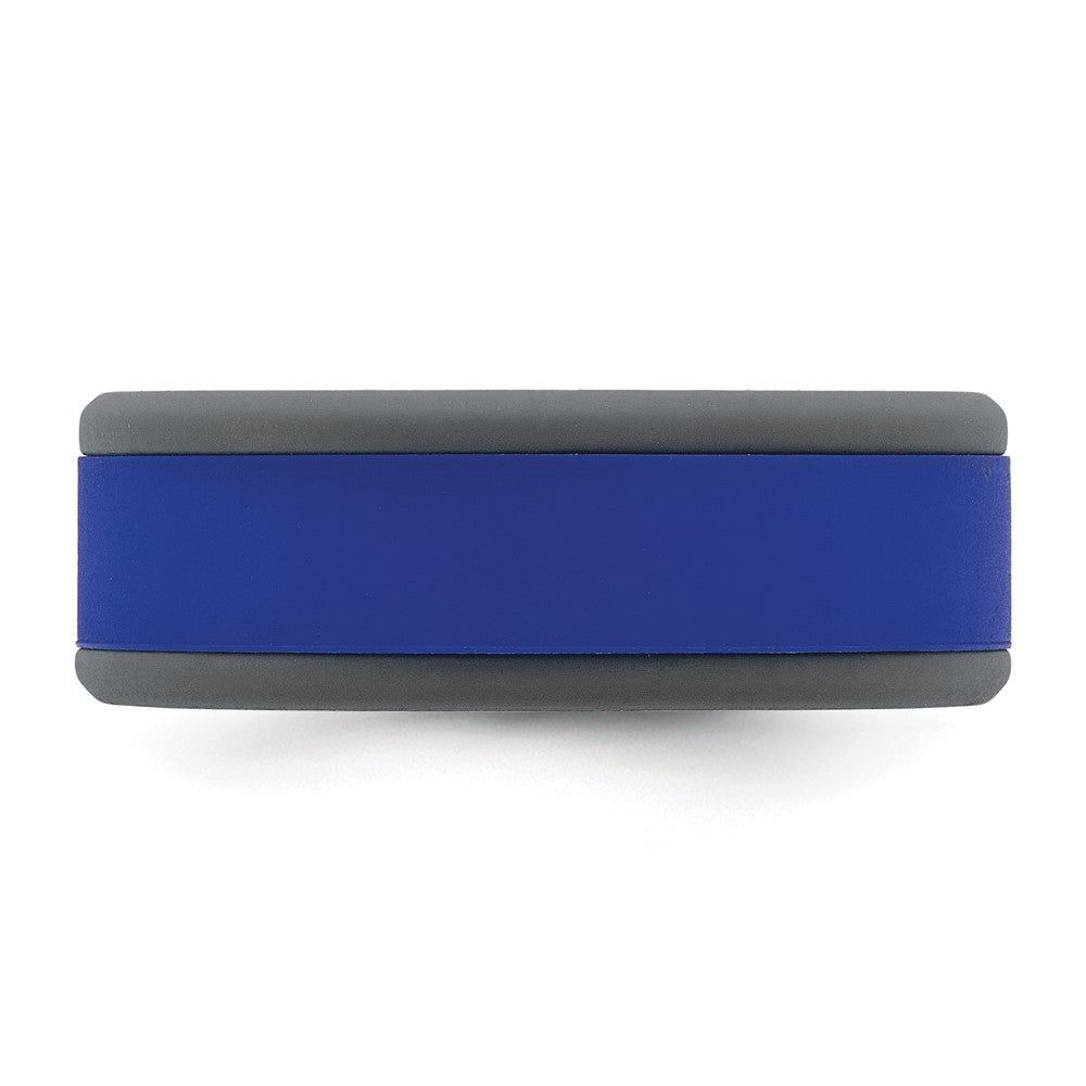 Silicone Grey with Removable Blue Center 8mm Band