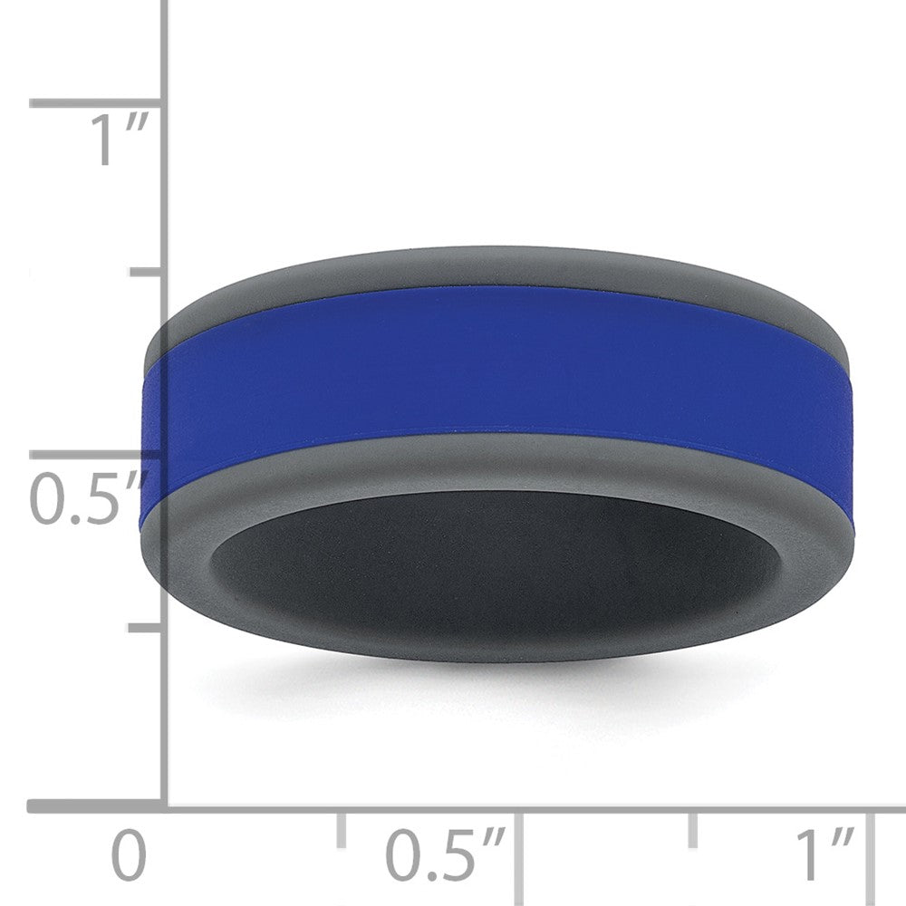 Silicone Grey with Removable Blue Center 8mm Band