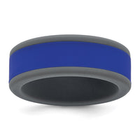 Silicone Grey with Removable Blue Center 8mm Band