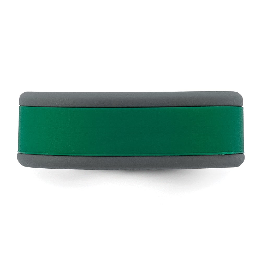 Silicone Grey with Removable Green Center 8mm Band