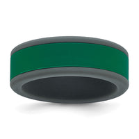 Silicone Grey with Removable Green Center 8mm Band