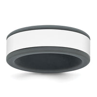 Silicone Grey with Removable White Center 8mm Band