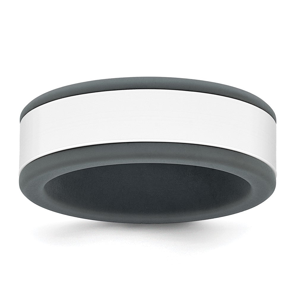 Silicone Grey with Removable White Center 8mm Band