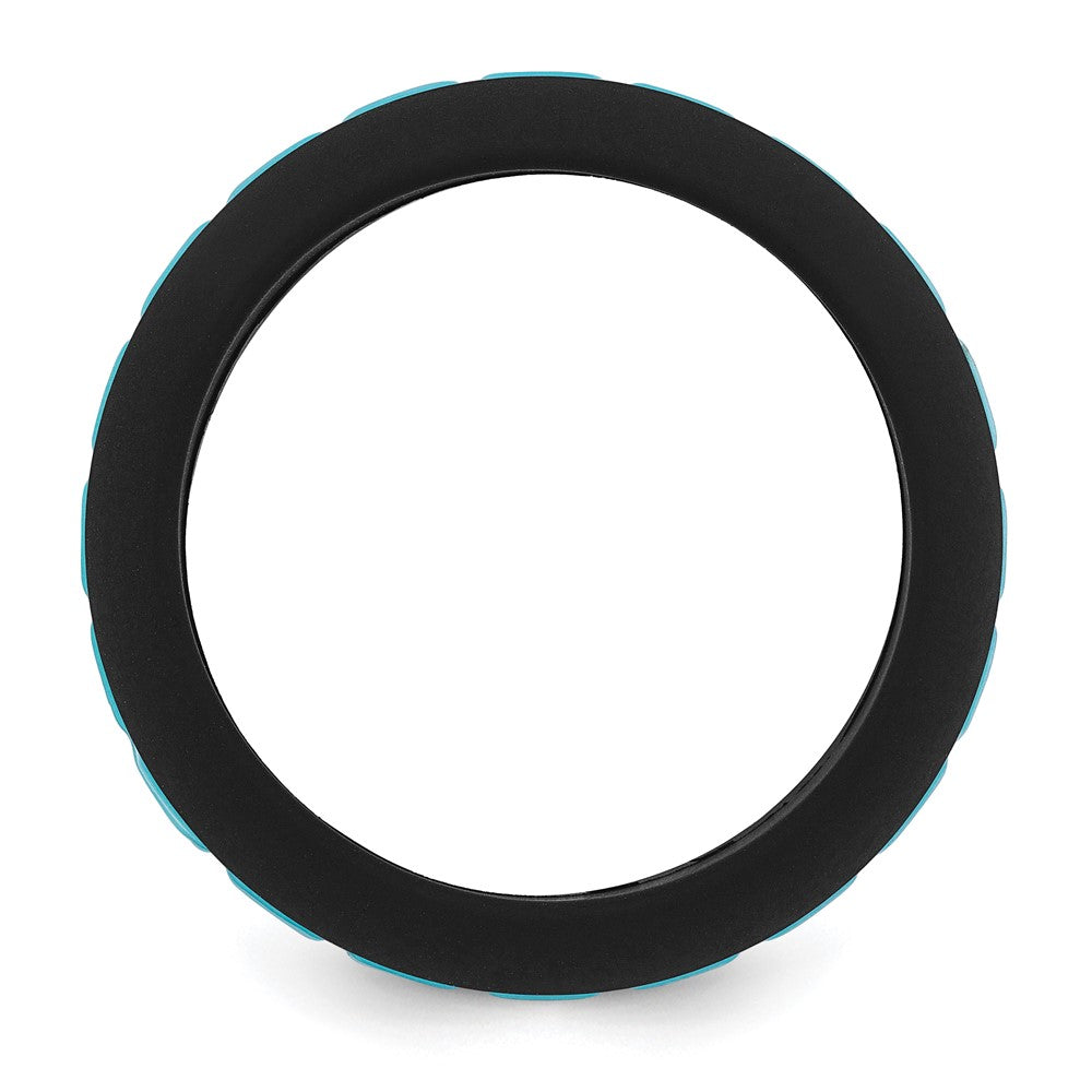 Silicone Black with Blue Grooved Center 7.50mm Band