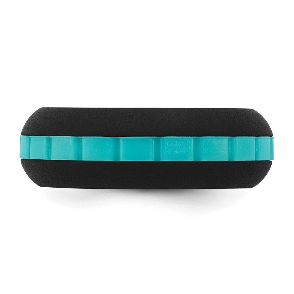 Silicone Black with Blue Grooved Center 7.50mm Band