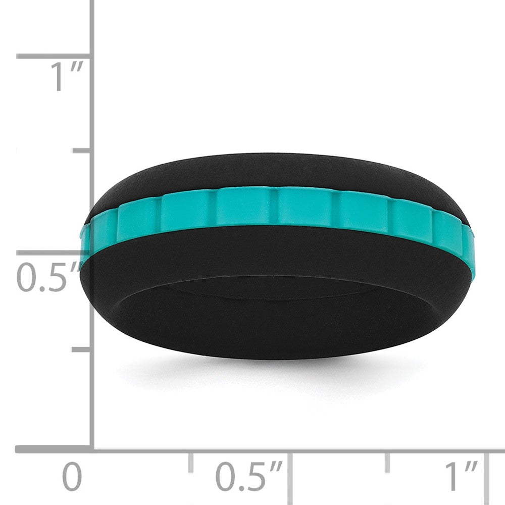 Silicone Black with Blue Grooved Center 7.50mm Band