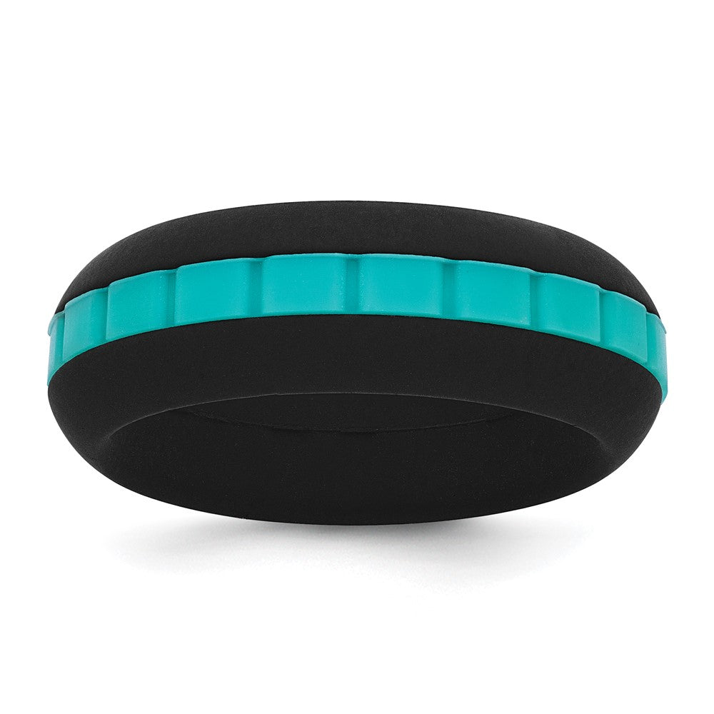 Silicone Black with Blue Grooved Center 7.50mm Band