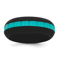 Silicone Black with Blue Grooved Center 7.50mm Band