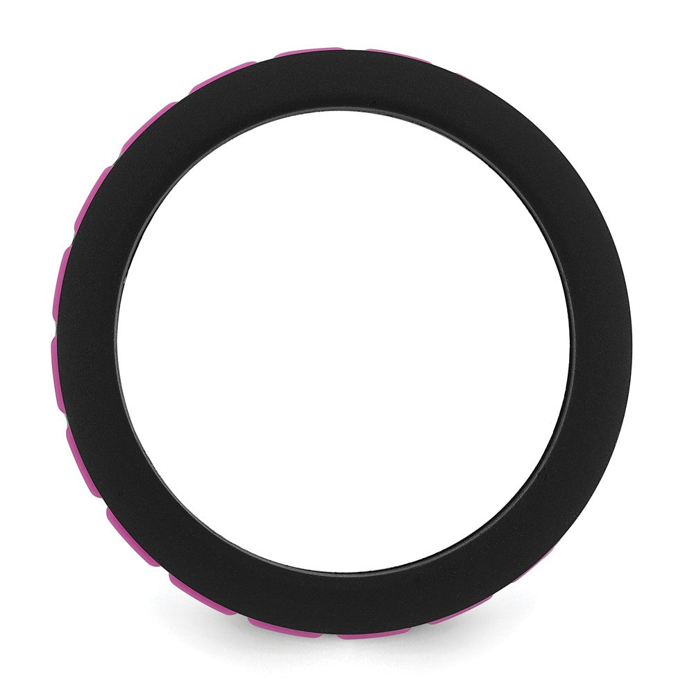 Silicone Black with Pink Grooved Center 7.50mm Band