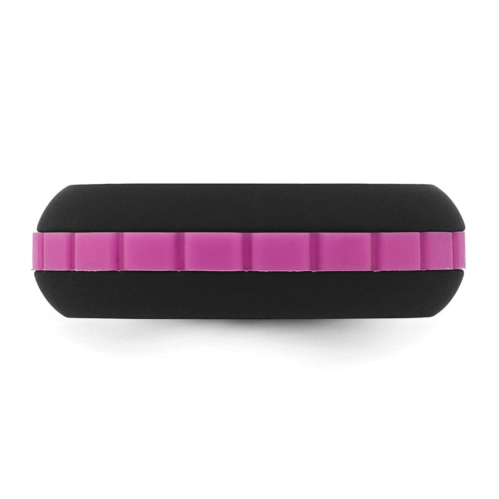 Silicone Black with Pink Grooved Center 7.50mm Band
