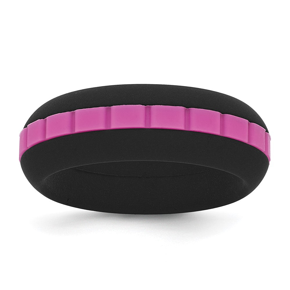 Silicone Black with Pink Grooved Center 7.50mm Band