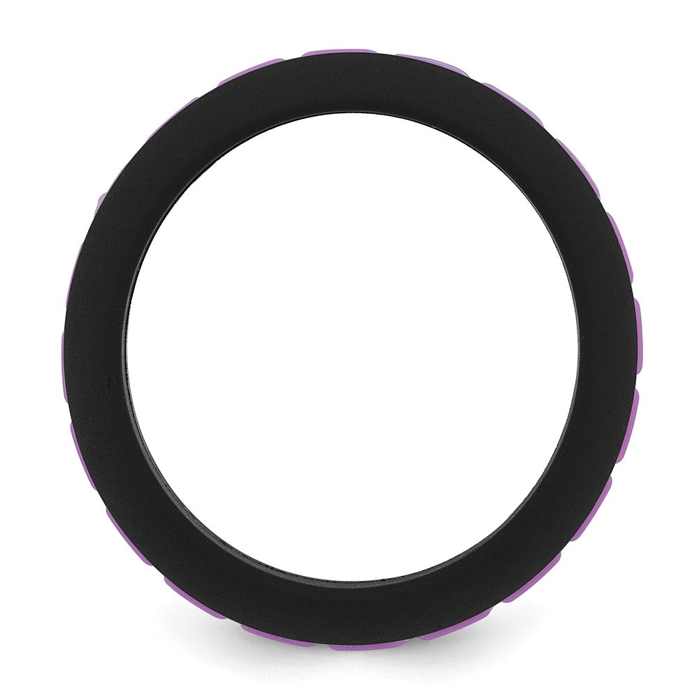 Silicone Black with Purple Grooved Center 7.50mm Band