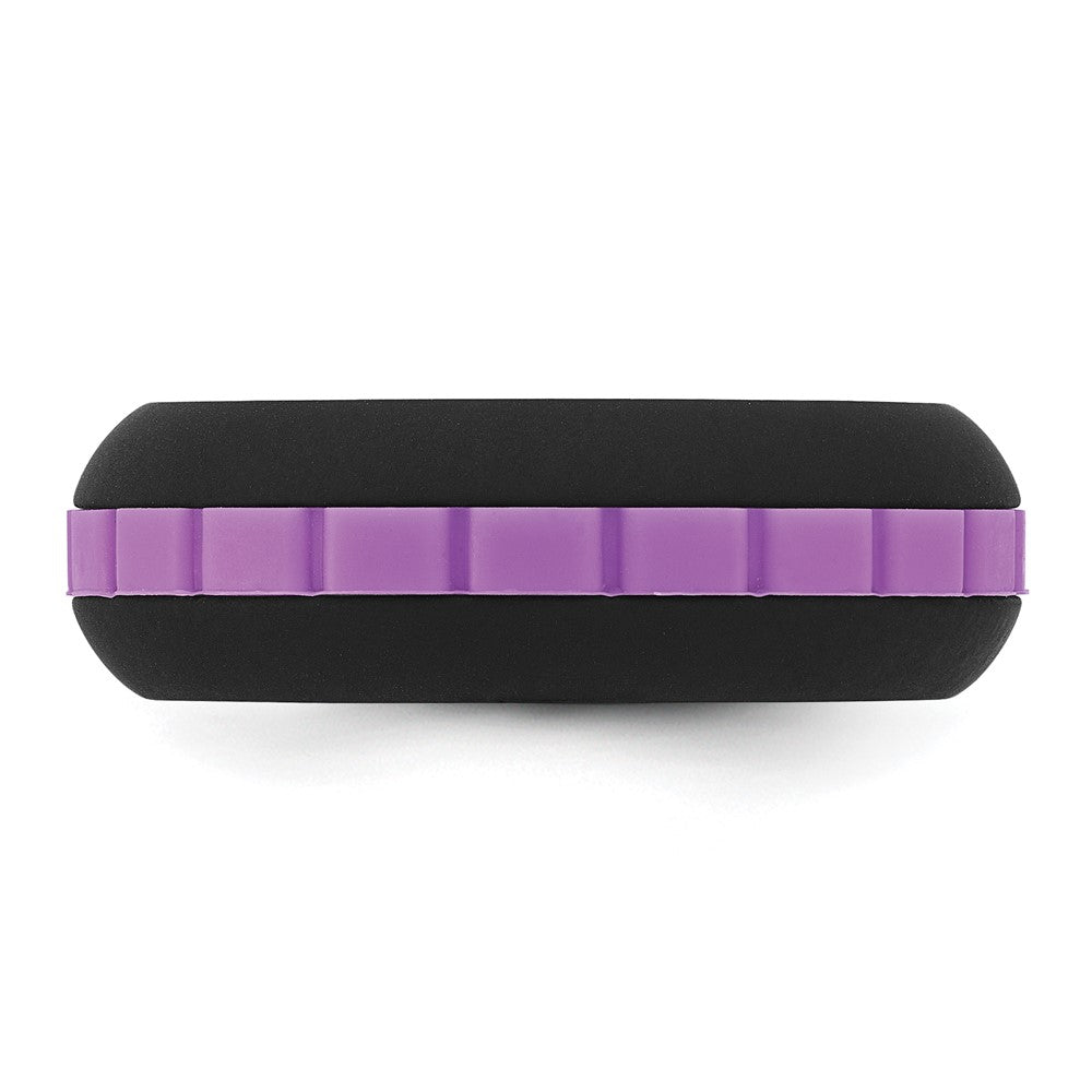 Silicone Black with Purple Grooved Center 7.50mm Band