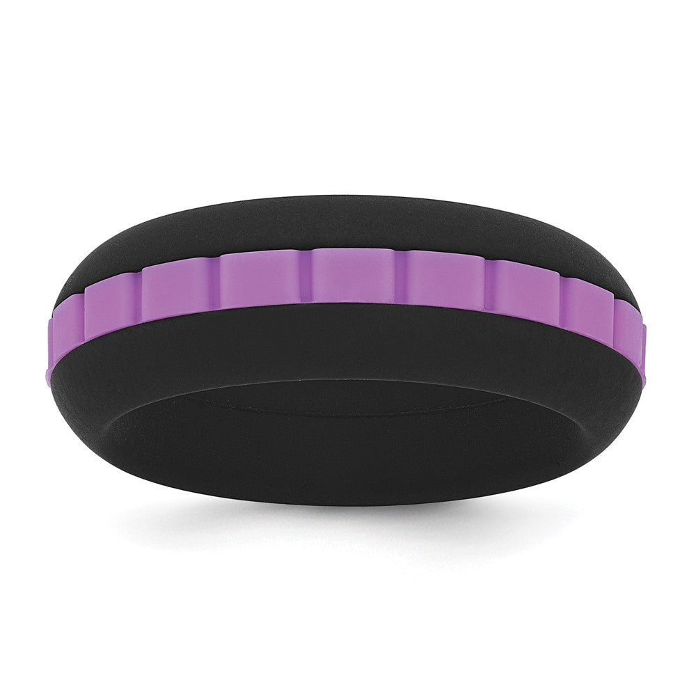 Silicone Black with Purple Grooved Center 7.50mm Band