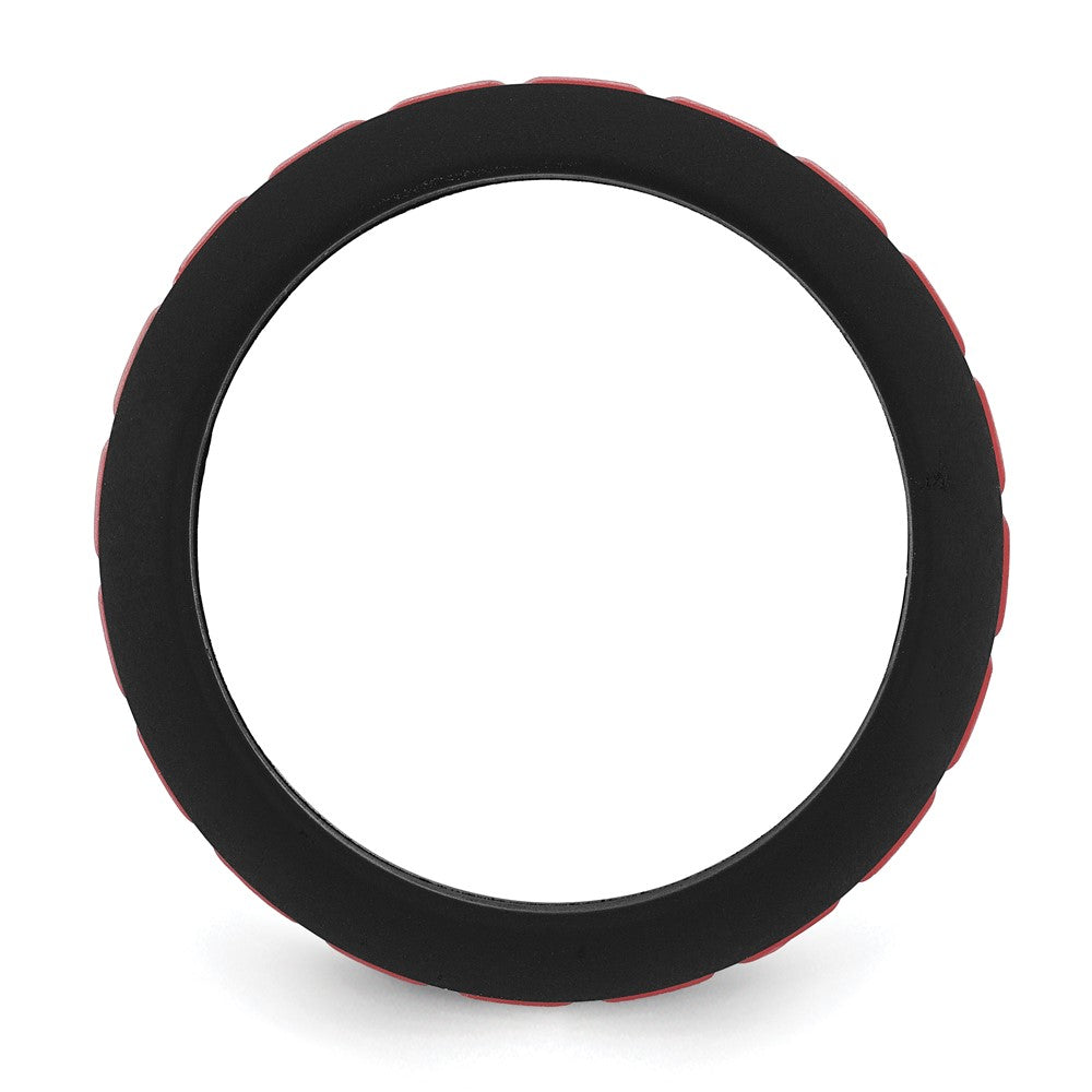 Silicone Black with Red Grooved Center 7.50mm Band
