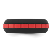 Silicone Black with Red Grooved Center 7.50mm Band