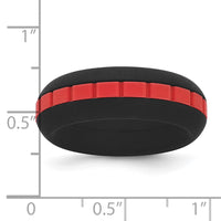 Silicone Black with Red Grooved Center 7.50mm Band