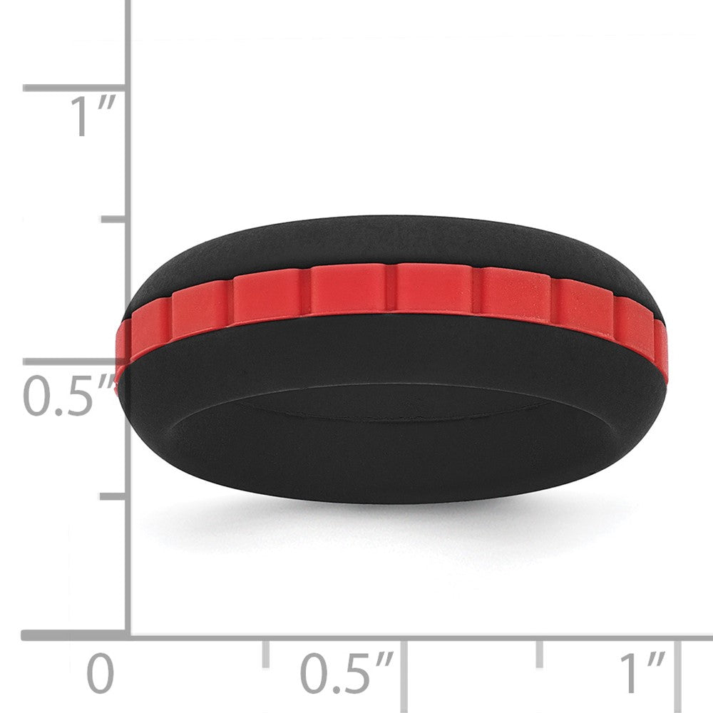 Silicone Black with Red Grooved Center 7.50mm Band