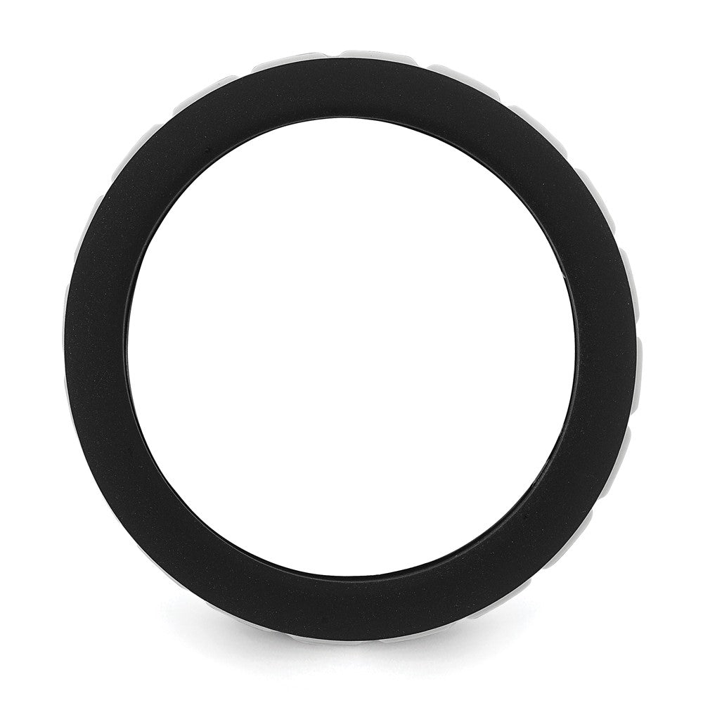 Silicone Black with White Grooved Center 7.50mm Band