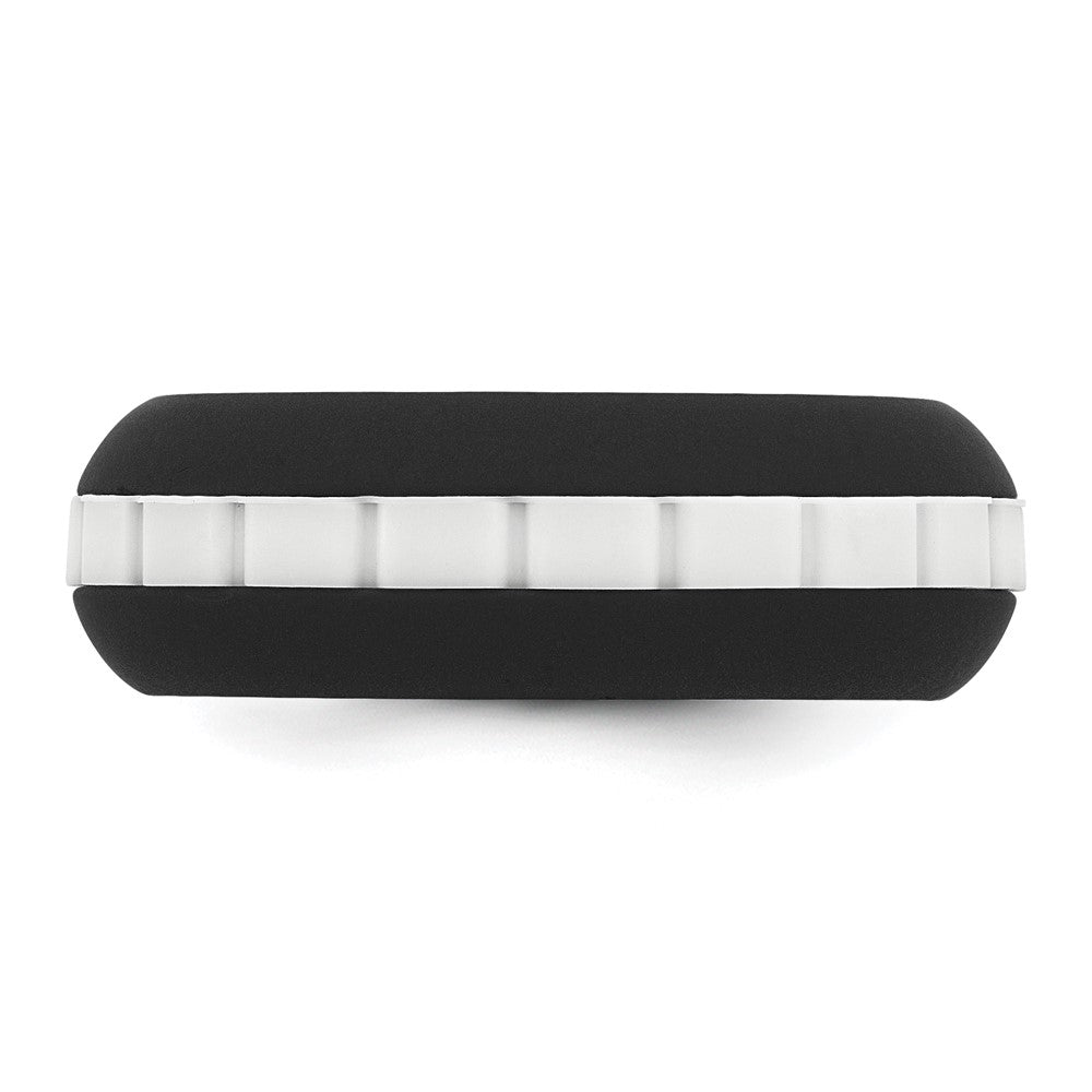 Silicone Black with White Grooved Center 7.50mm Band