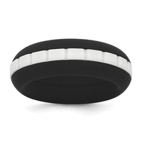 Silicone Black with White Grooved Center 7.50mm Band
