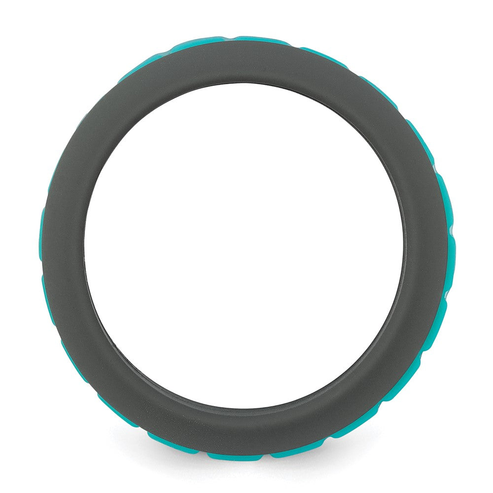 Silicone Grey with Blue Grooved Center 7.50mm Band