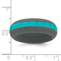 Silicone Grey with Blue Grooved Center 7.50mm Band