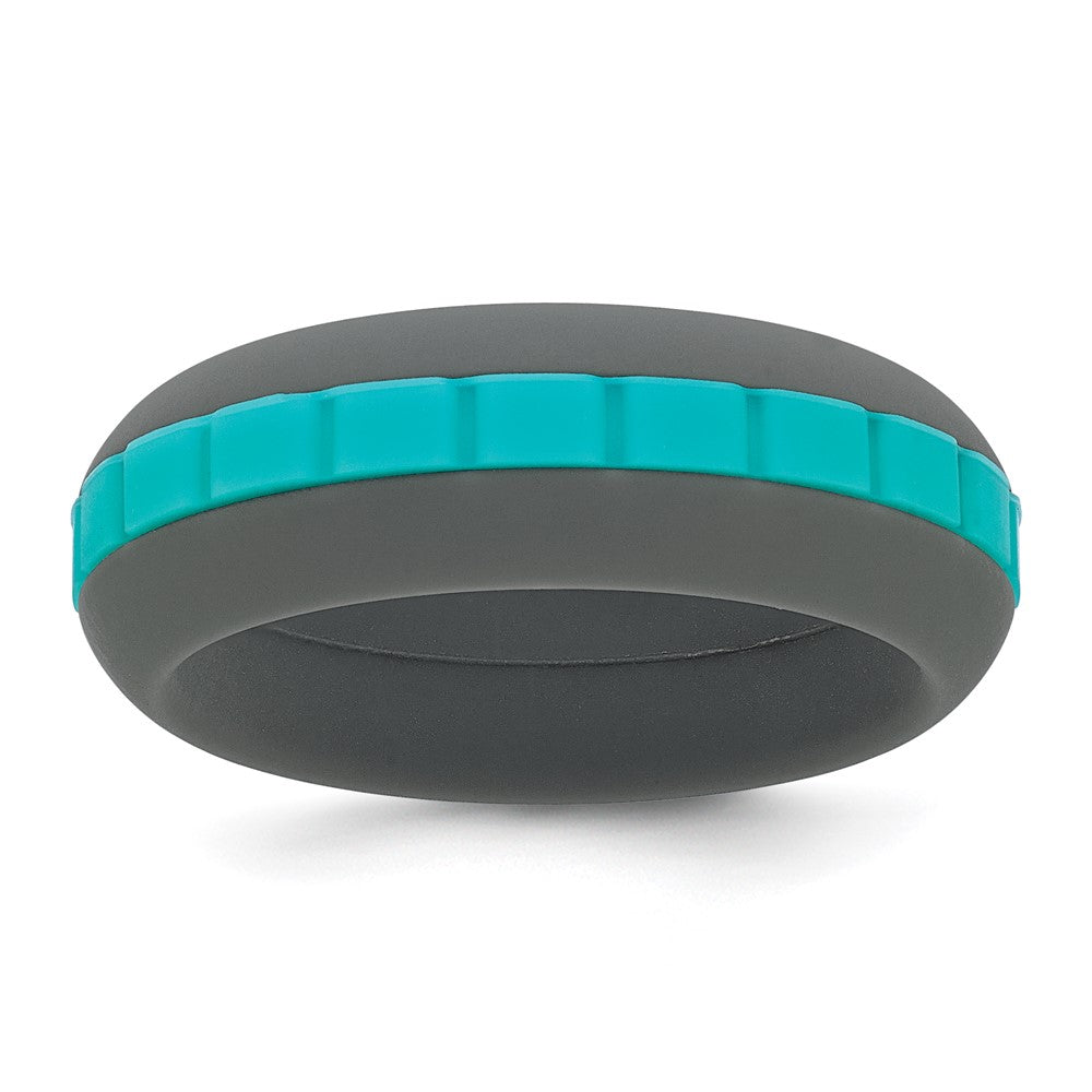 Silicone Grey with Blue Grooved Center 7.50mm Band