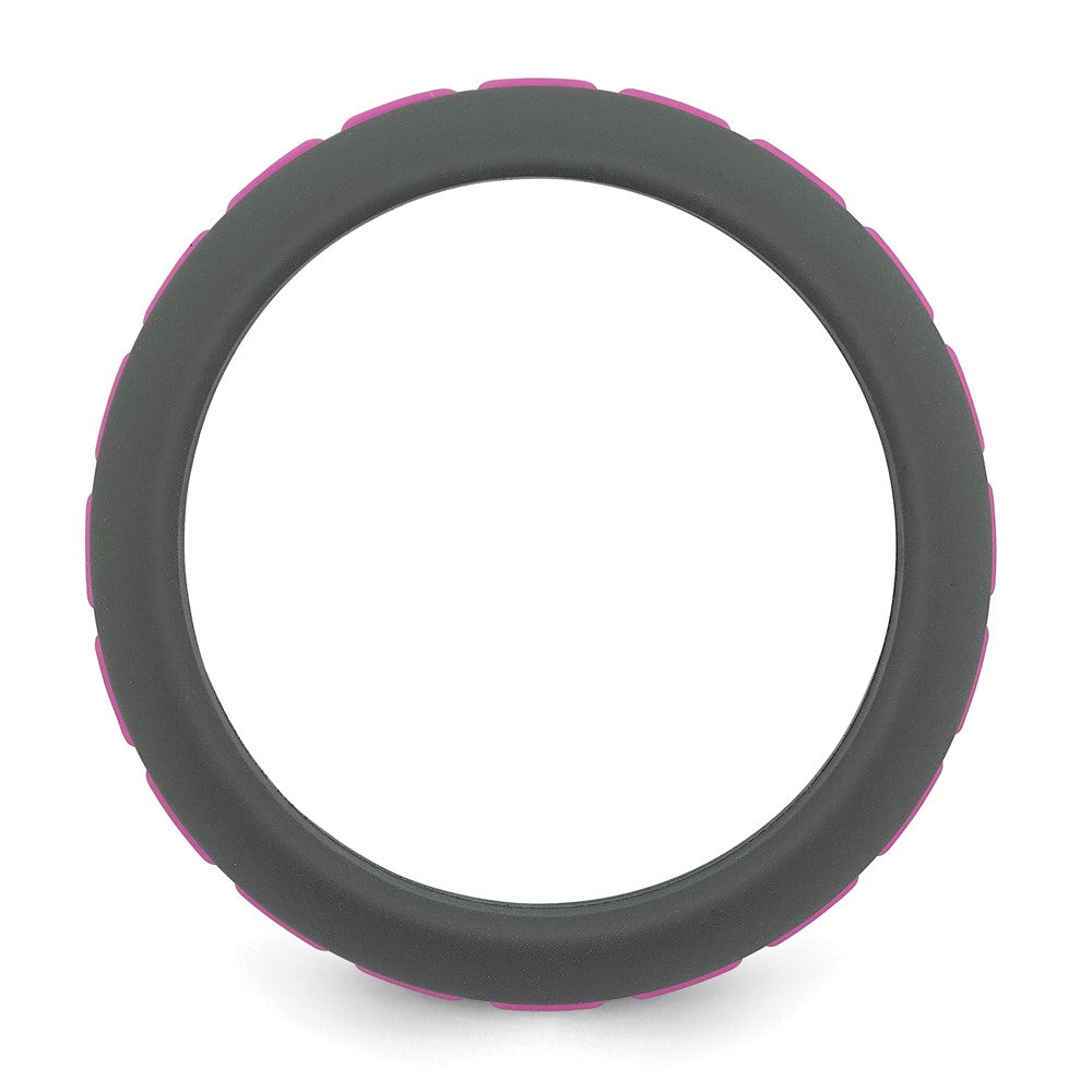 Silicone Grey with Pink Grooved Center 7.50mm Band