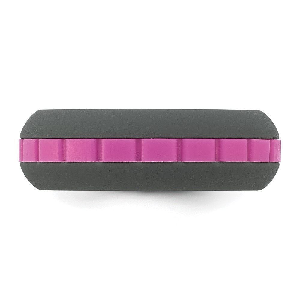 Silicone Grey with Pink Grooved Center 7.50mm Band
