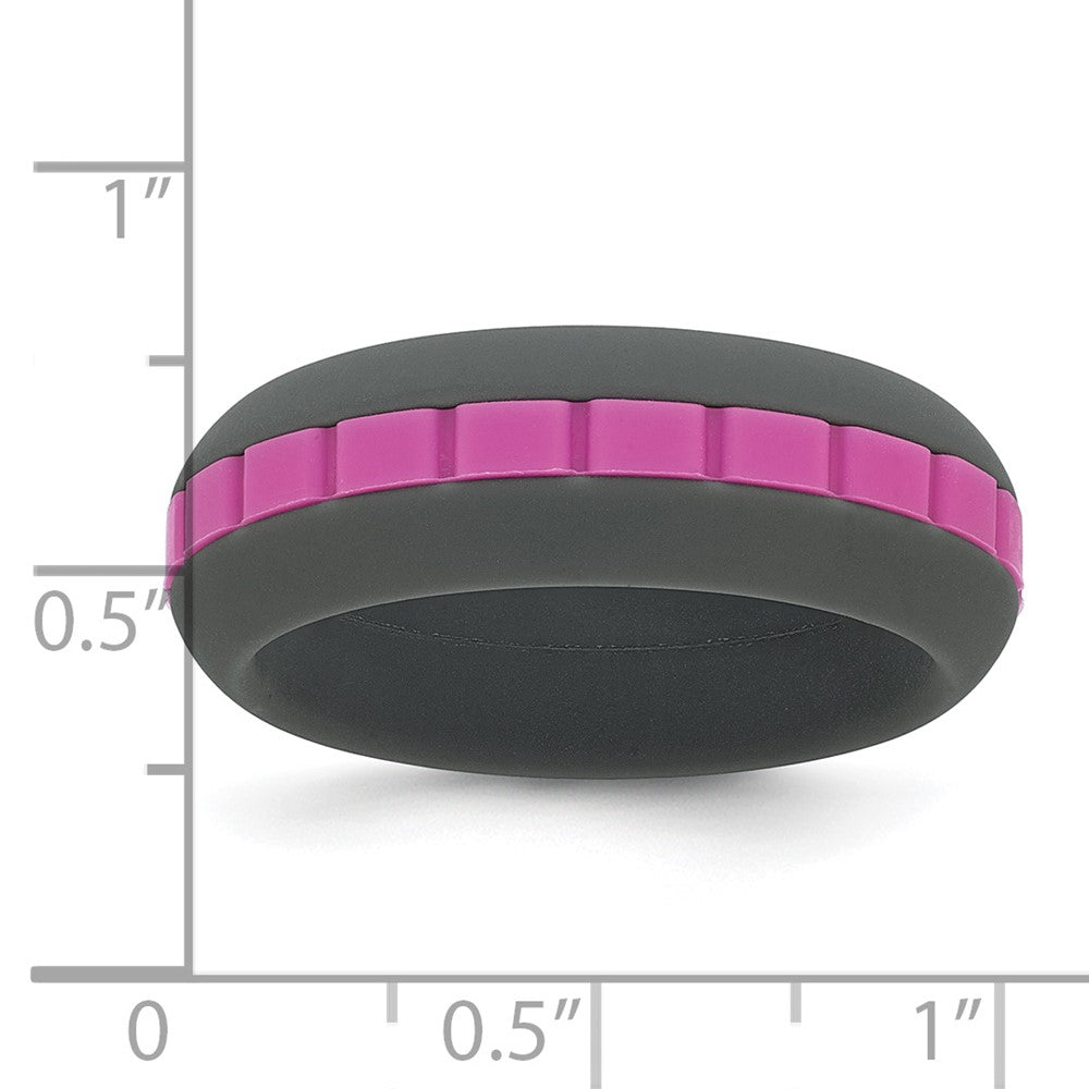 Silicone Grey with Pink Grooved Center 7.50mm Band