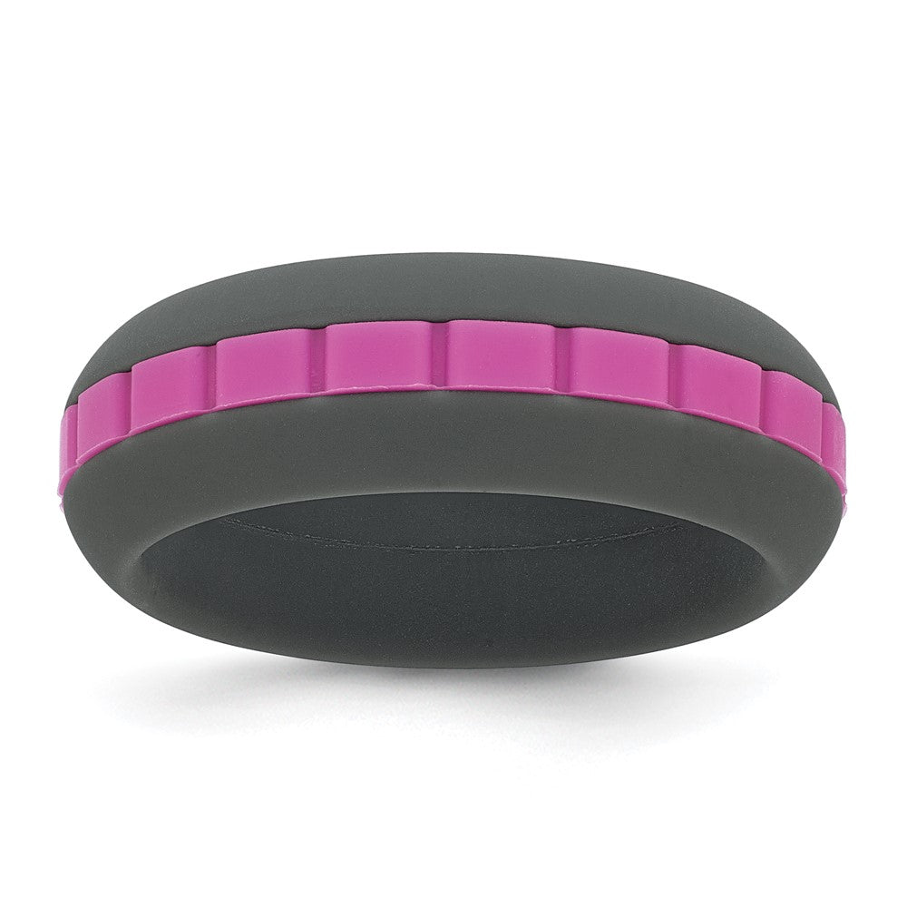Silicone Grey with Pink Grooved Center 7.50mm Band