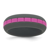 Silicone Grey with Pink Grooved Center 7.50mm Band