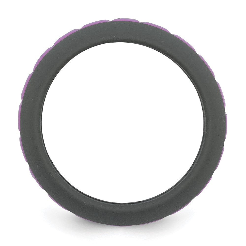Silicone Grey with Purple Grooved Center 7.50mm Band